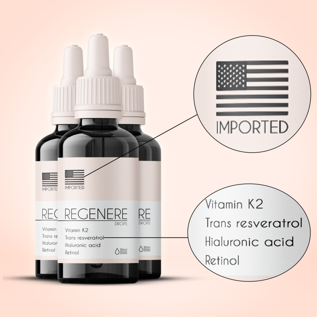 Regenere Drops + k2 + resveratrol + ácido hialurônico + retinol